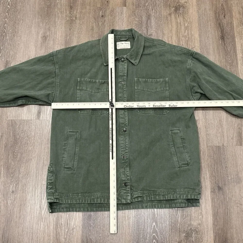 We The Free People Madison City Denim Jacket Large Green Oversized Grunge Boho - Picture 4 of 14